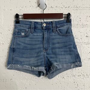 Hollister Shorts 1 25 Blue Denim Cut Off Curvy Hight Rise 3" Soft Stretch G19